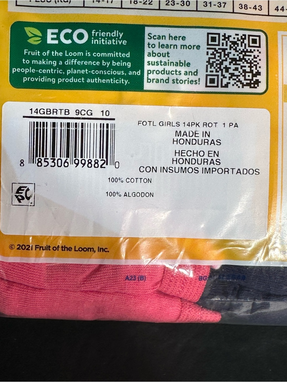 New In Package 14 PK Fruit of the Loom Girls Tag Free Cotton Briefs Size 10 - Picture 7 of 9
